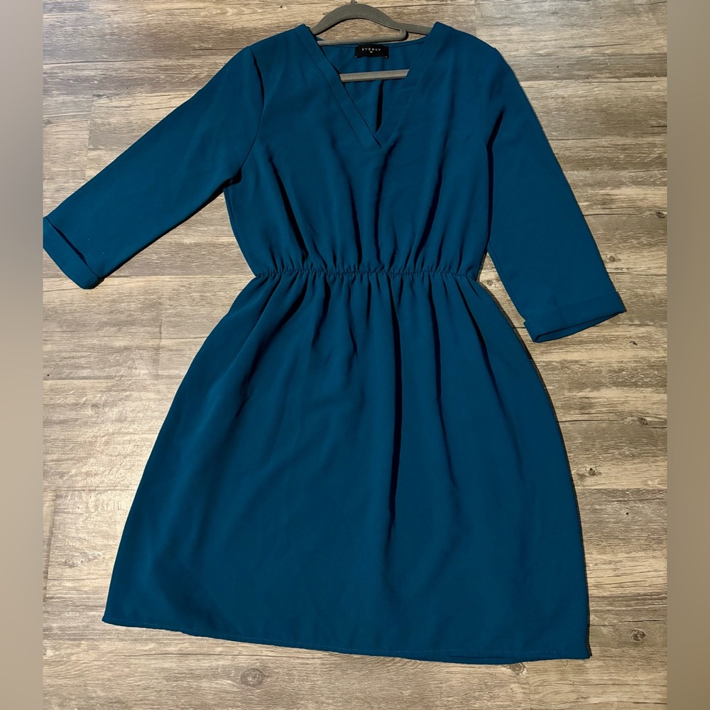 Everly Teal Long Sleeve Dress